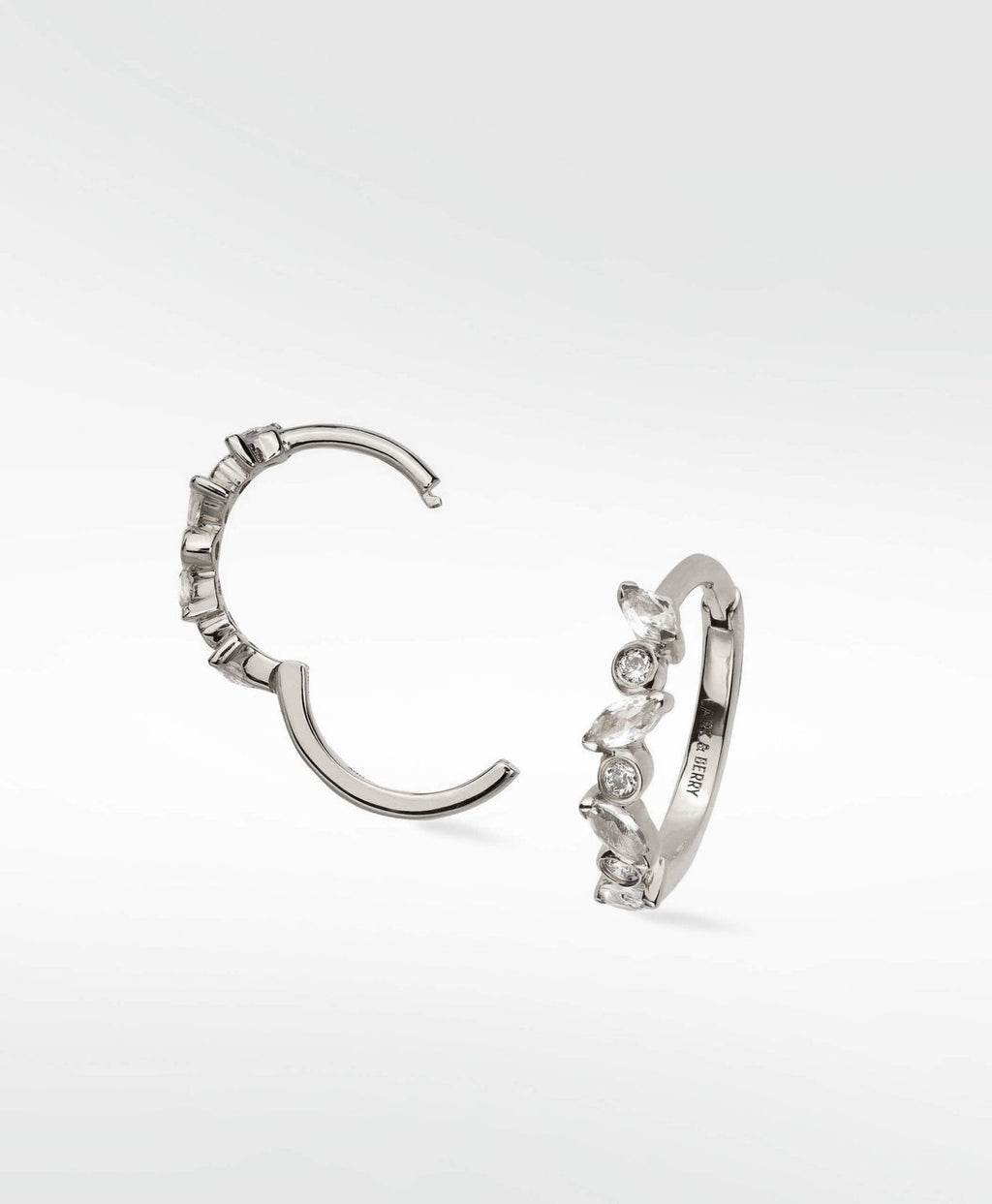 Veto Large 14K Hvidguld Hoop m. Lab-Grown Diamanter & Safirer