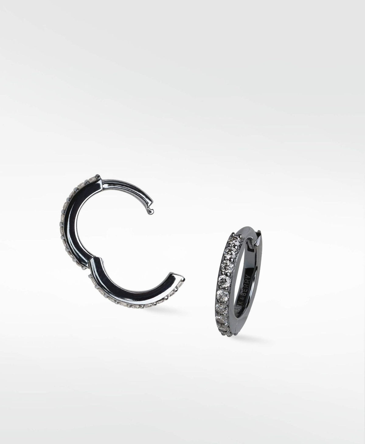 Modernist Pavé Medium 14k Schwarzes Rhodium -plattierte Goldregen w. Labor gewachsener Diamant