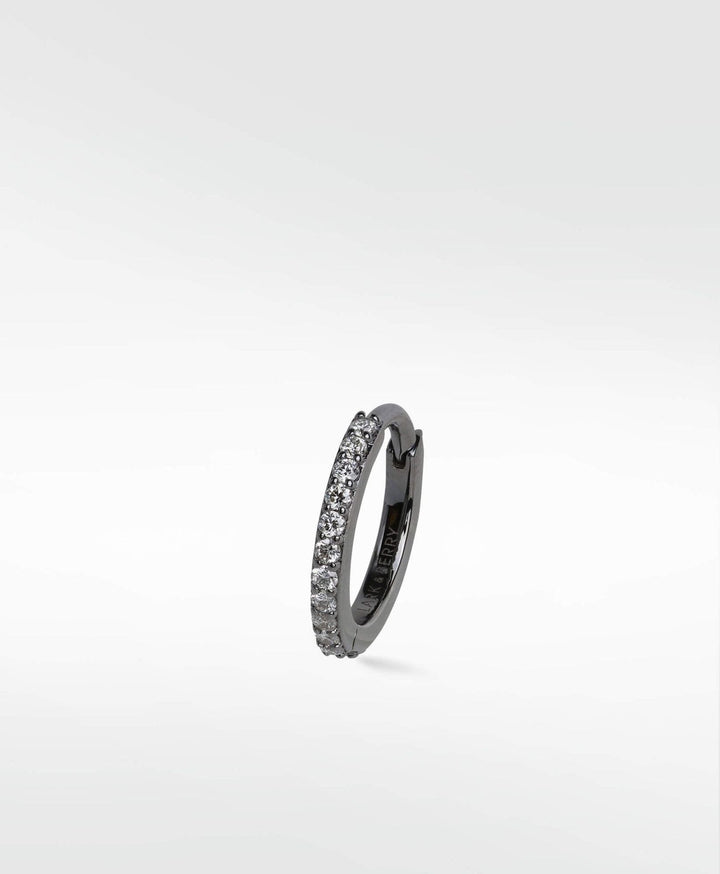 Modernist Pavé Large 14K Sort Rhodiumbelagt Guld Hoop m. Lab-Grown Diamant