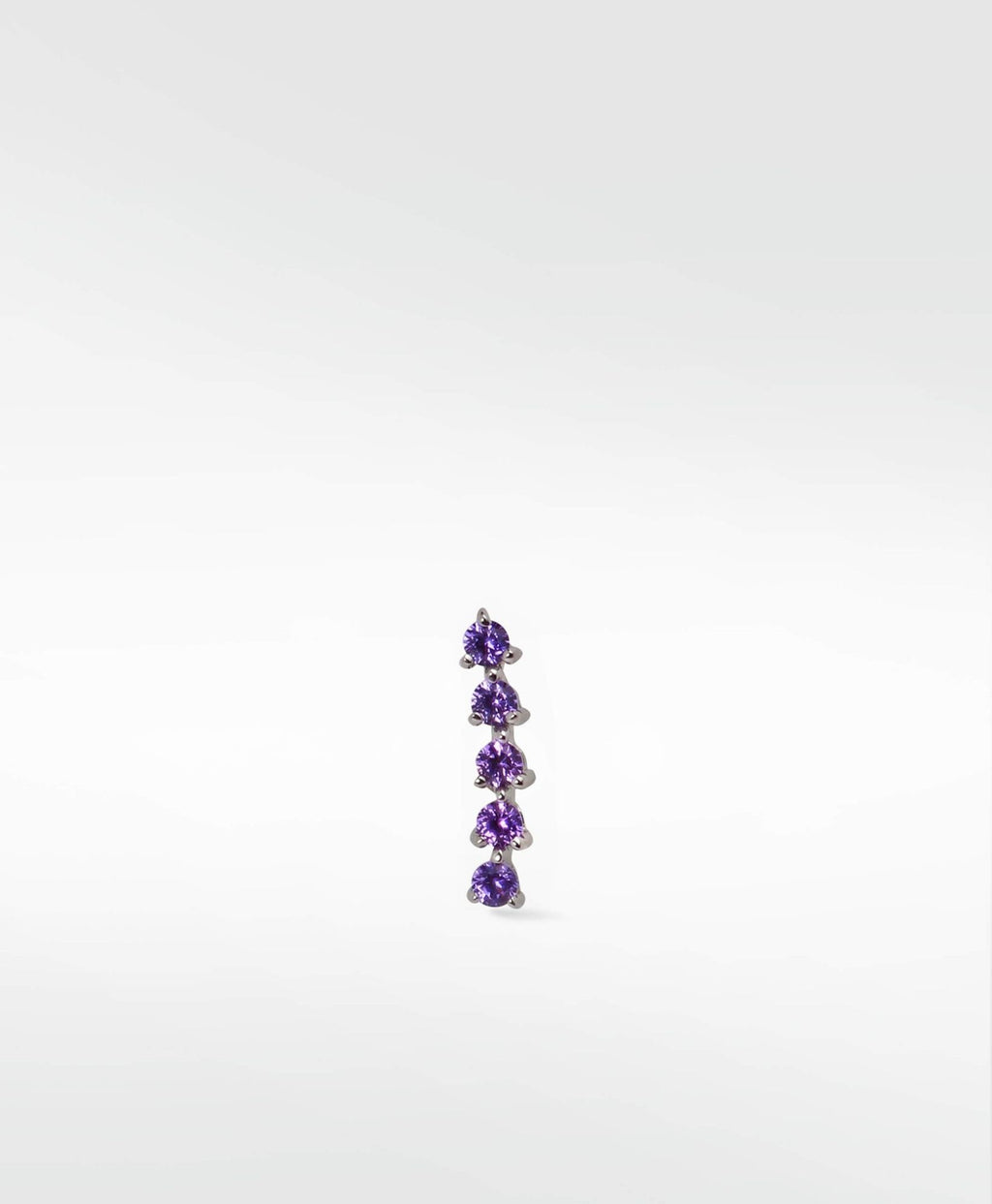 Modernist Tennis Small 14K Whitegold Ear Crawler Stud w. Purple Sapphires