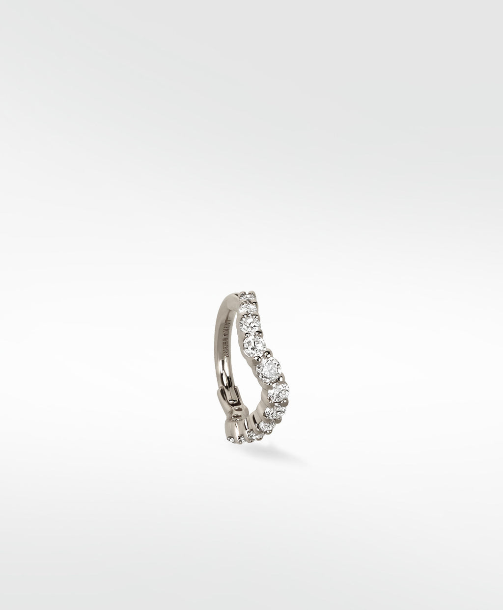 Wavy Diamant 14K Hvidguld Ørering m. Lab-Grown Diamant