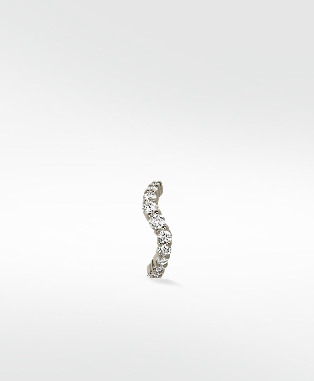 Wavy Diamant 14K Hvidguld Ørering m. Lab-Grown Diamant