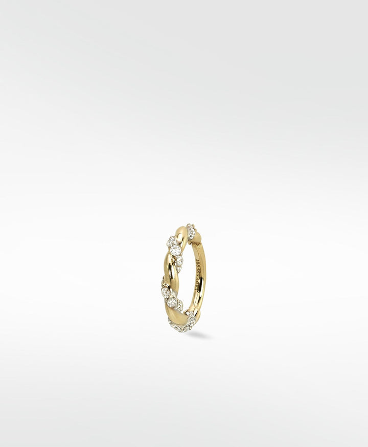 Twisted 14K Gold Earring w. Lab-Grown Diamonds