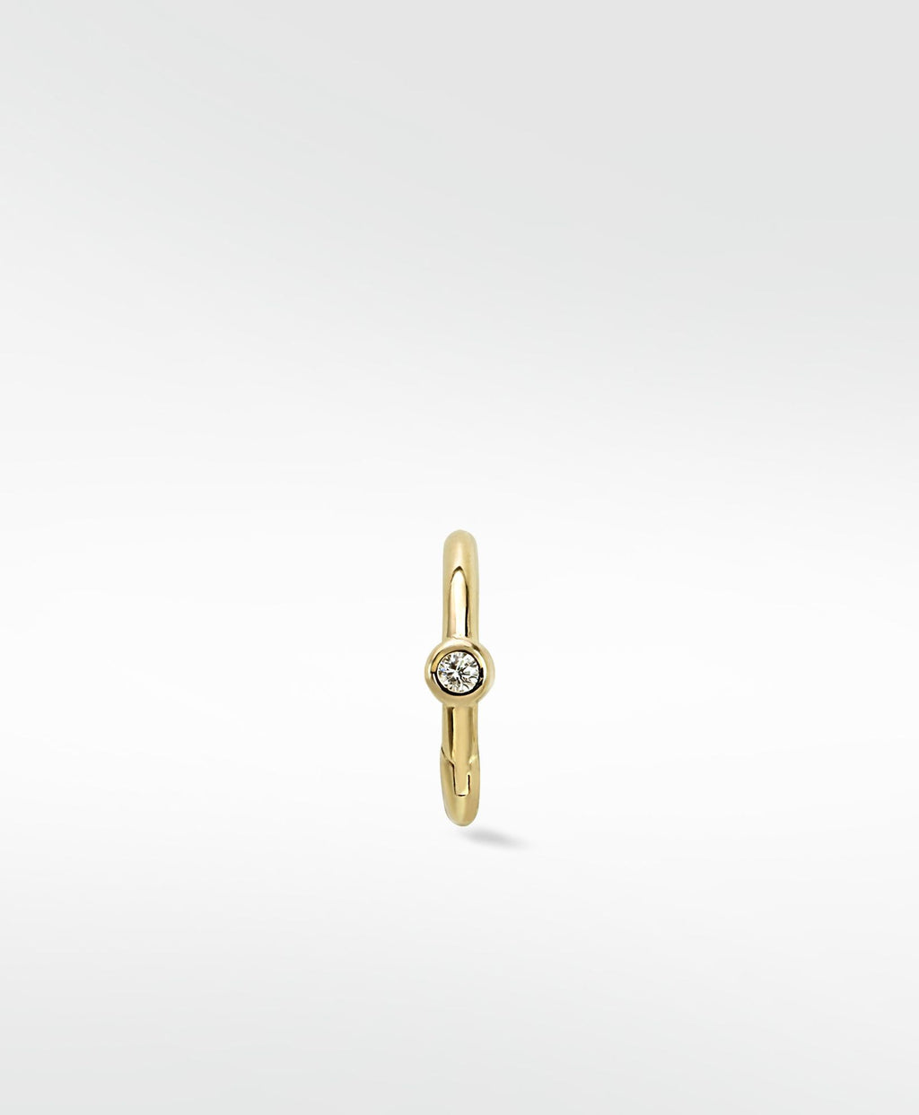 Simple Solitaire 14K Gold Hoop w. Lab-Grown Diamond