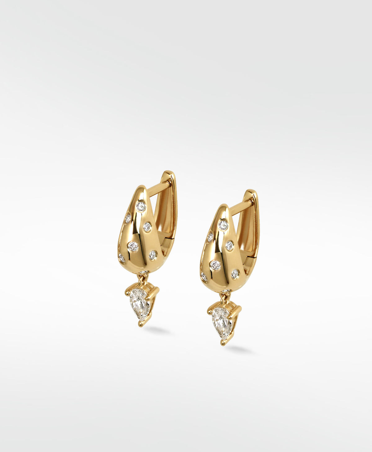 Nocturnal Pear Drop Statement 14K Gold Hoops w. Lab-Grown Diamonds