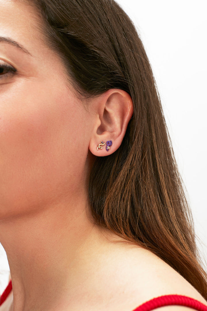 Mini Loop 9K Guld Ørering m. Ametyst