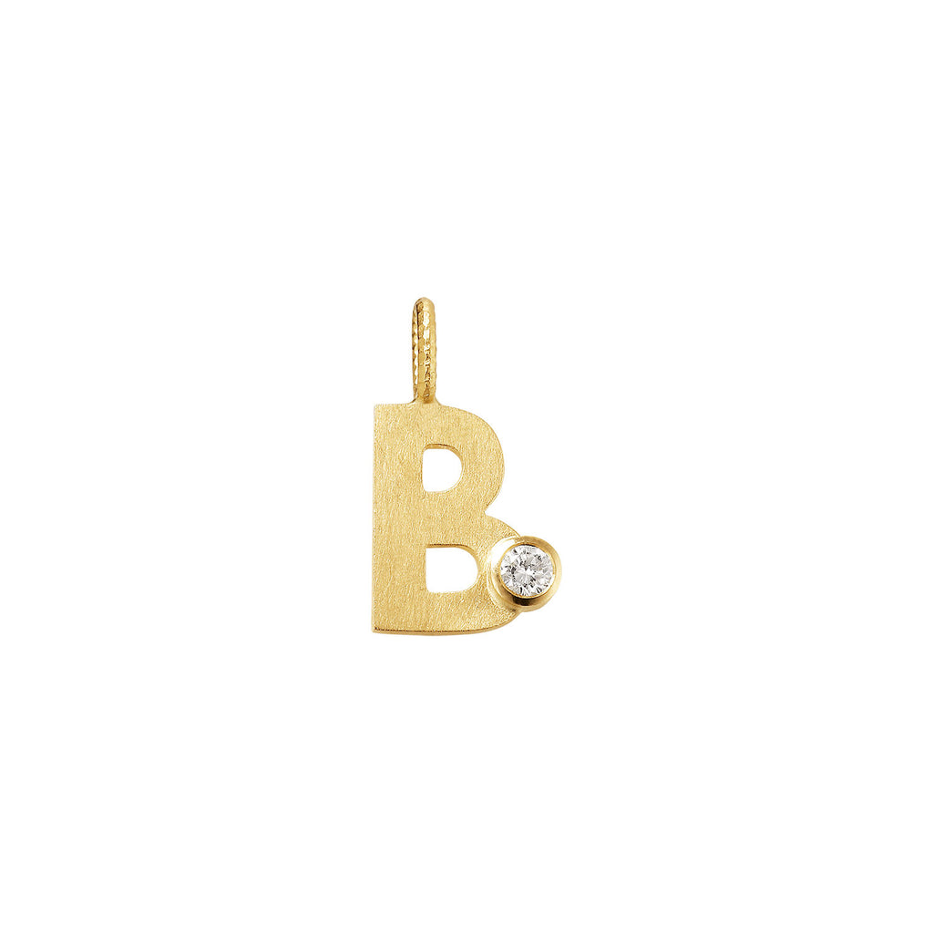 Small Letter B 18K Gold Pendantw. Diamond