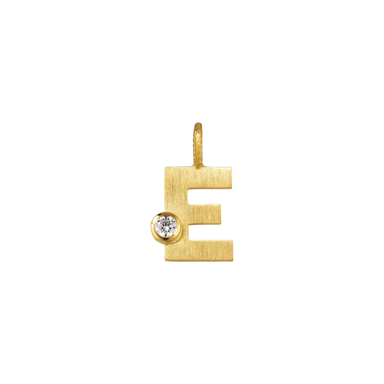 Small Letter E 18K Gold Pendant w. Diamond