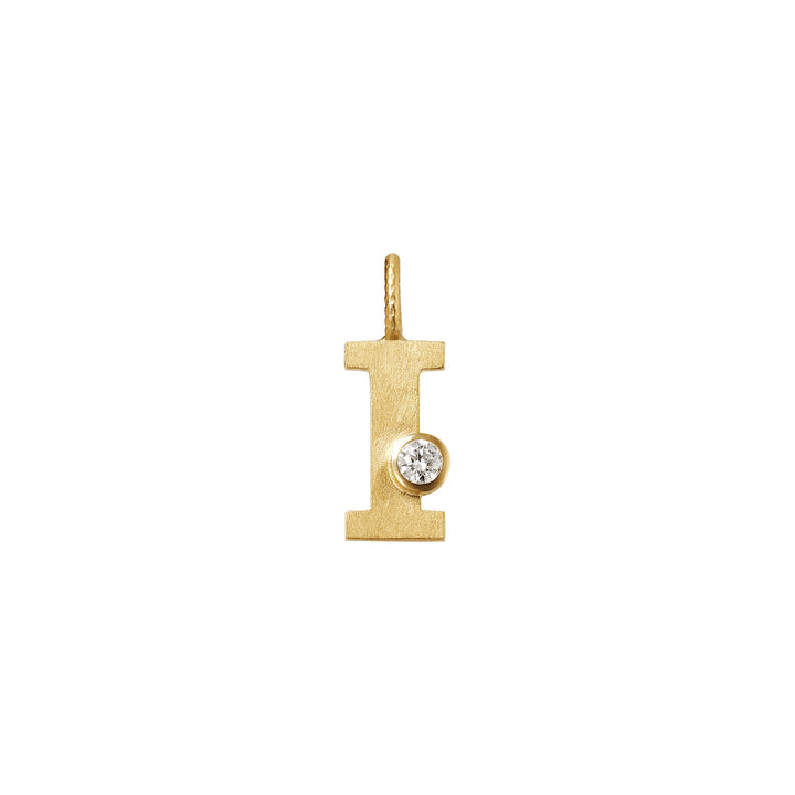 Small Letter I 18K Gold Pendantw. Diamond