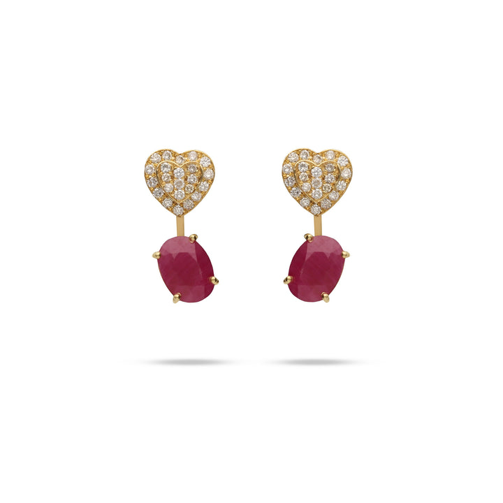 Elixir 18K Gold Earrings w. Ruby & Diamonds