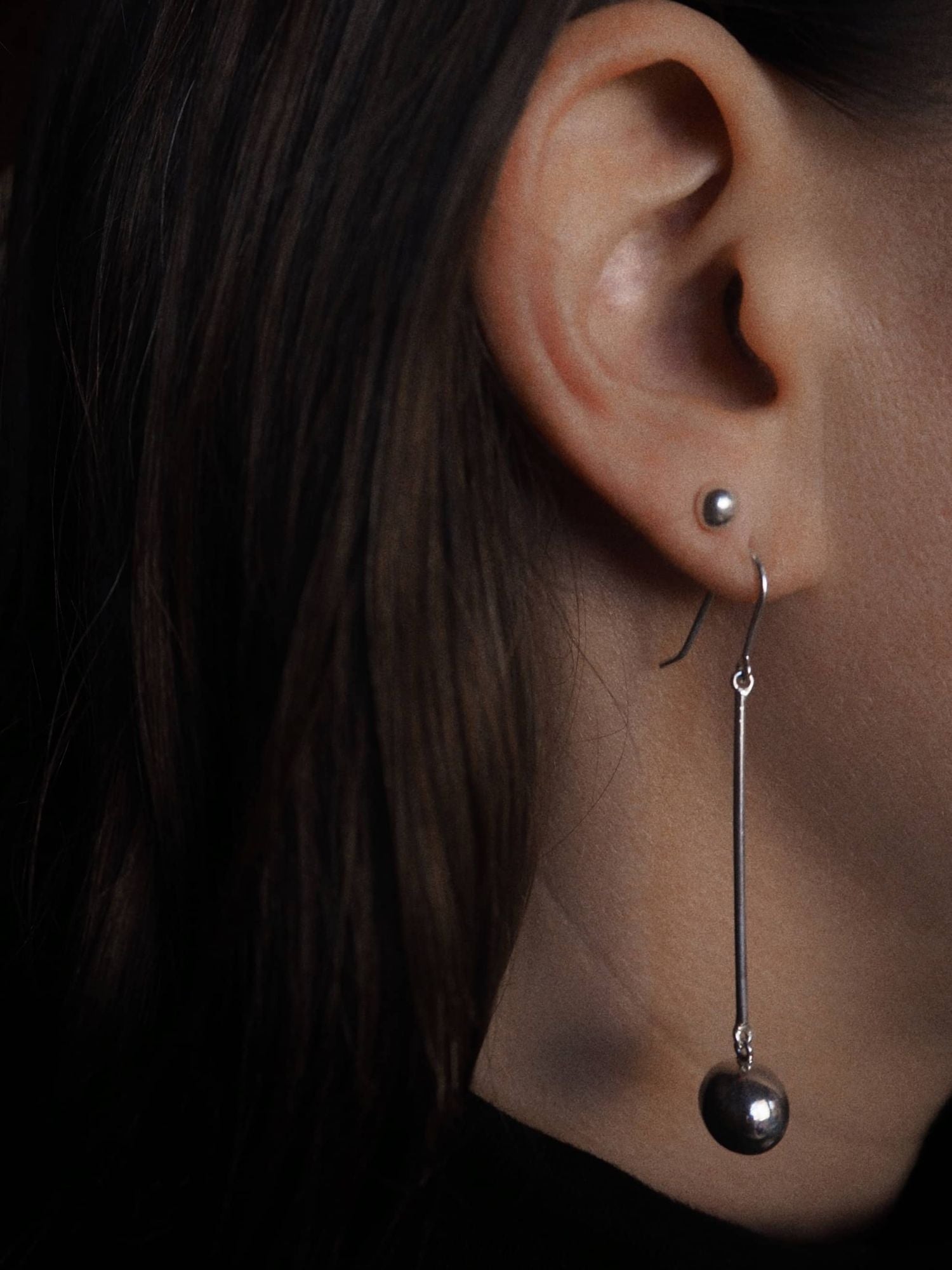 Long Billes Silver Earrings