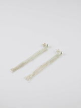 Long Pompons Silver Earrings