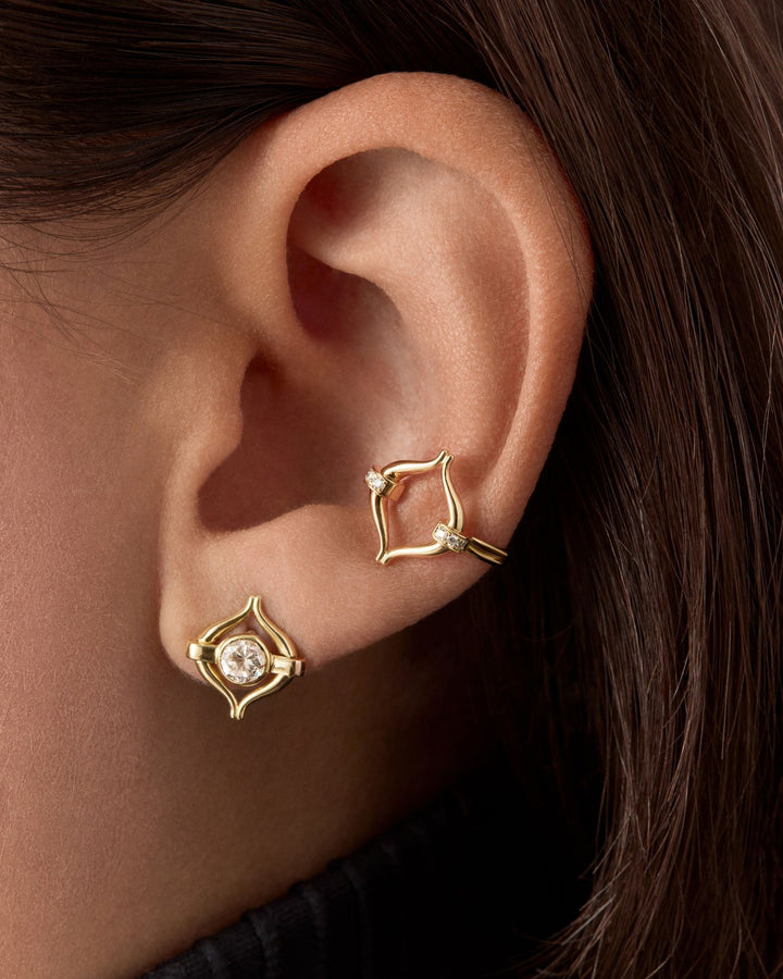 Eboris Link Ear Clip 18K Gold Earring w. Lab-Grown Diamonds