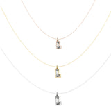 Alphabet 18K Gold, Rosegold or Whitegold Inital L Pendant w. Solitaire Lab-Grown Diamond