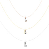 Alphabet 18K Gold, Rosegold or Whitegold Inital L Pendant w. Solitaire Lab-Grown Diamond