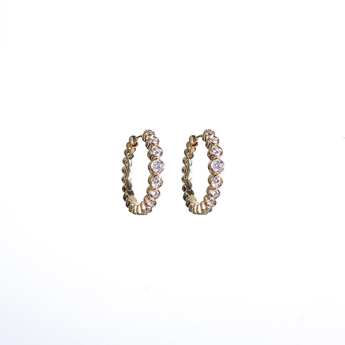 Luna 14K Gold Hoops w. Diamonds