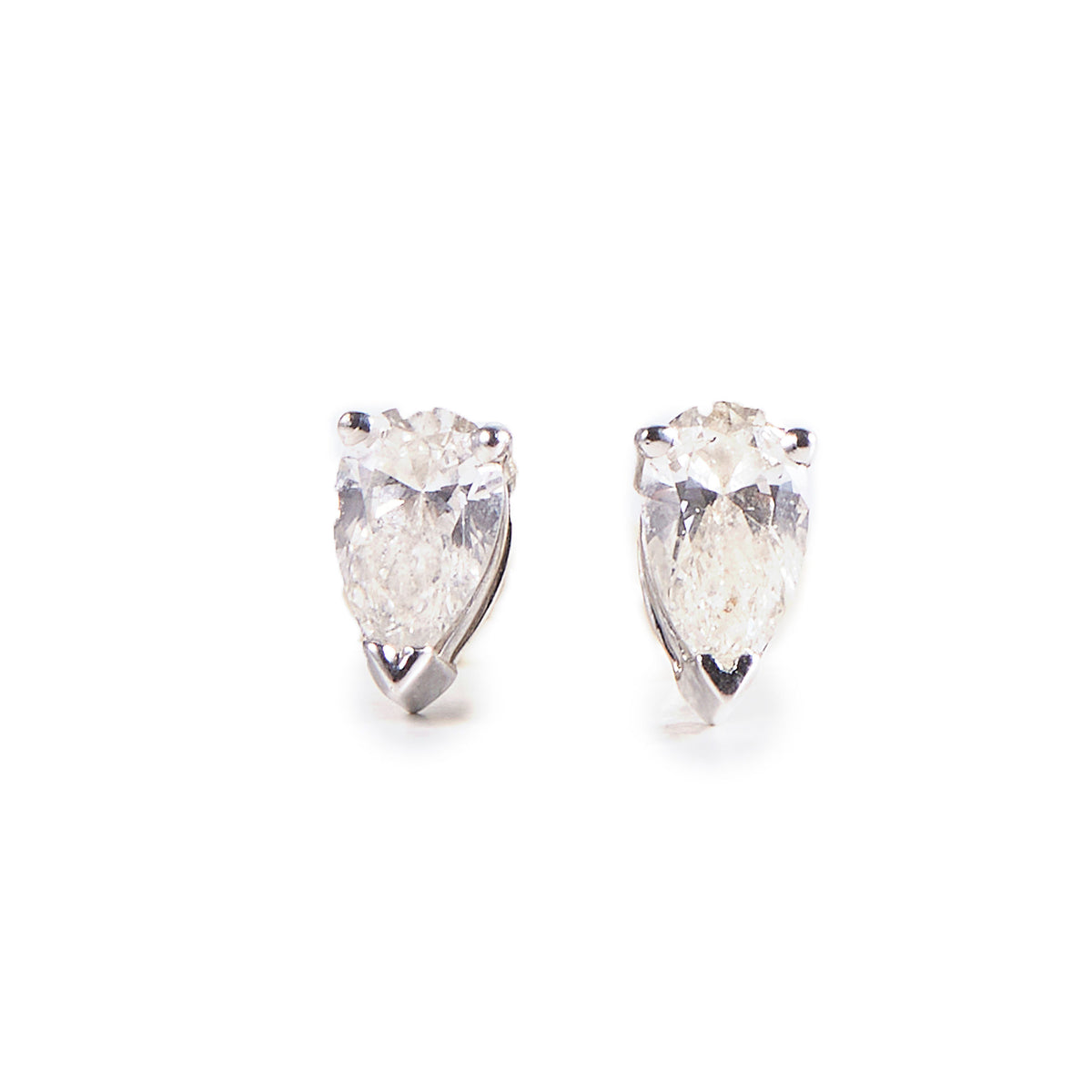 Pear 14K Gold Studs w. Diamonds