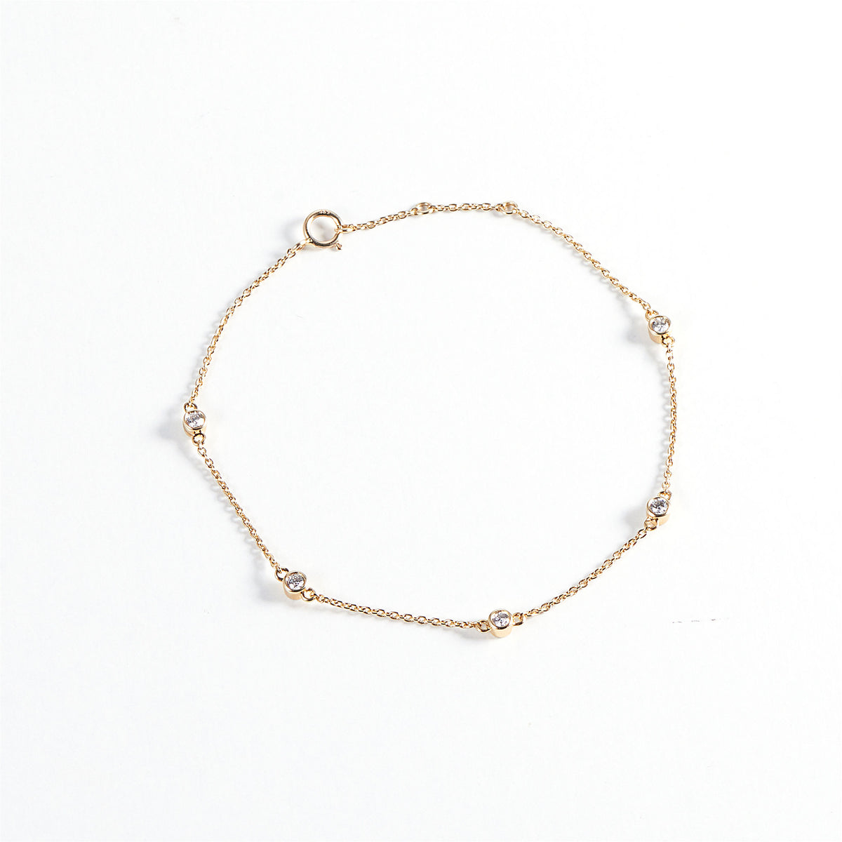 5 Diamanter 14K Guld Armbånd