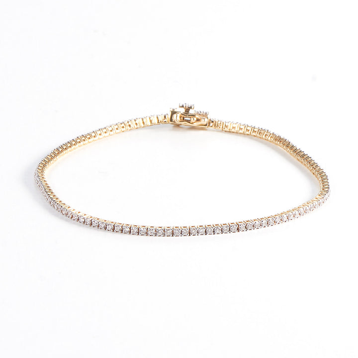Tennis 14K Gold Bracelet w. 1ct Diamonds