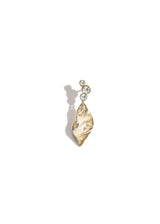 Elysia Leaf Grande 14k Gold Earring w. Diamonds