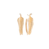 Large Leaves 18K Gold Hoops w. Diamonds