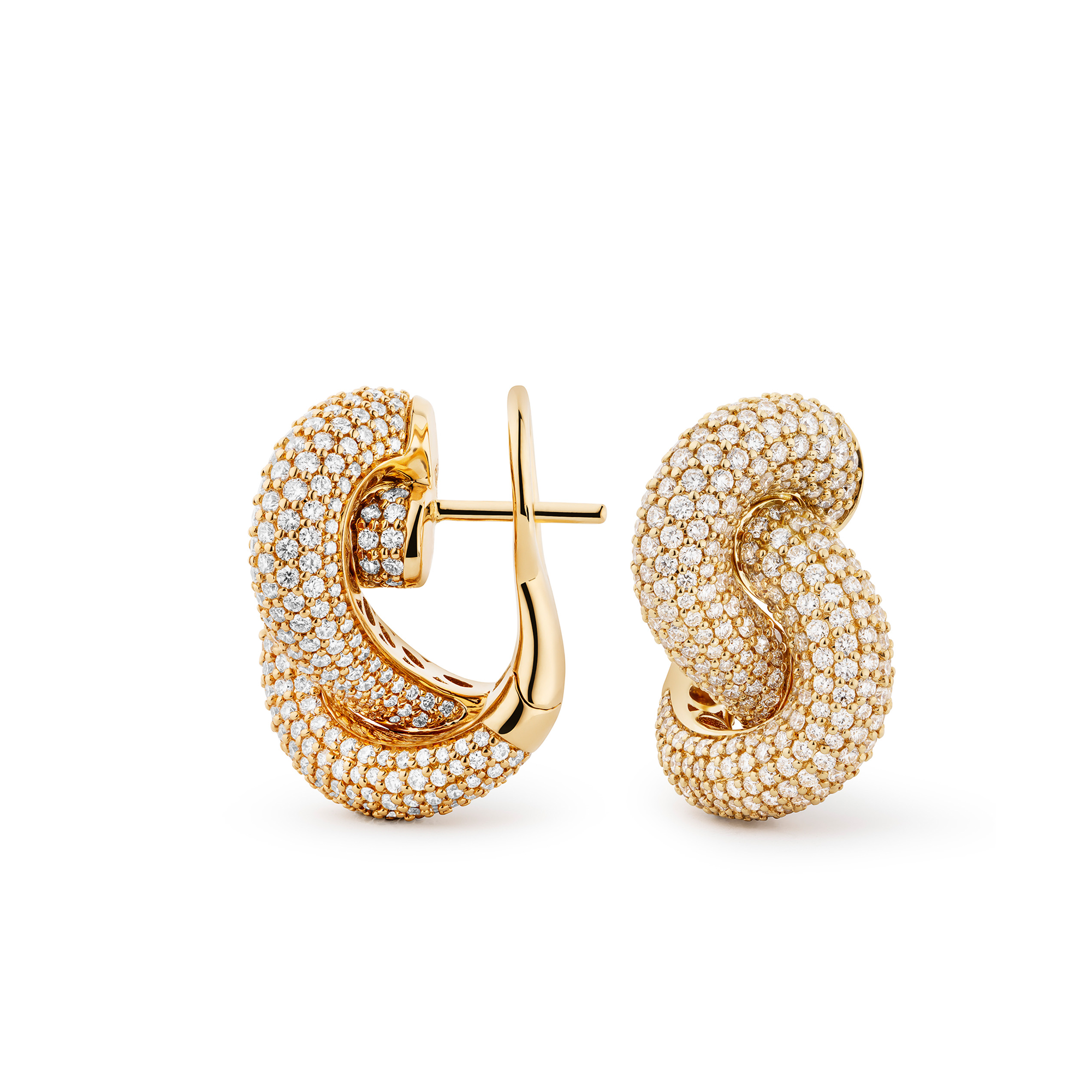 Legacy Knot Medium Pavé 18K Gold Earrings w. Diamonds