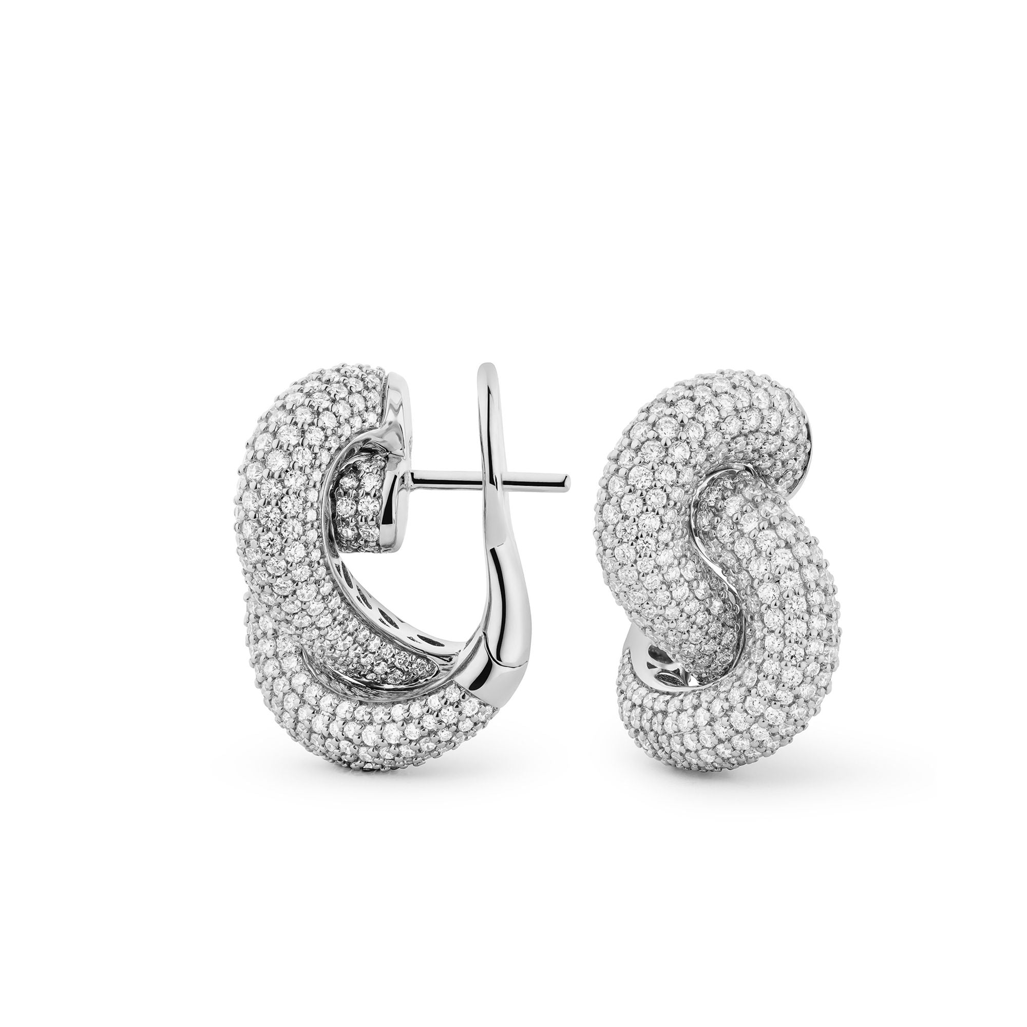 Legacy Knot Medium Pavé 18K White Gold Earrings w. Diamonds