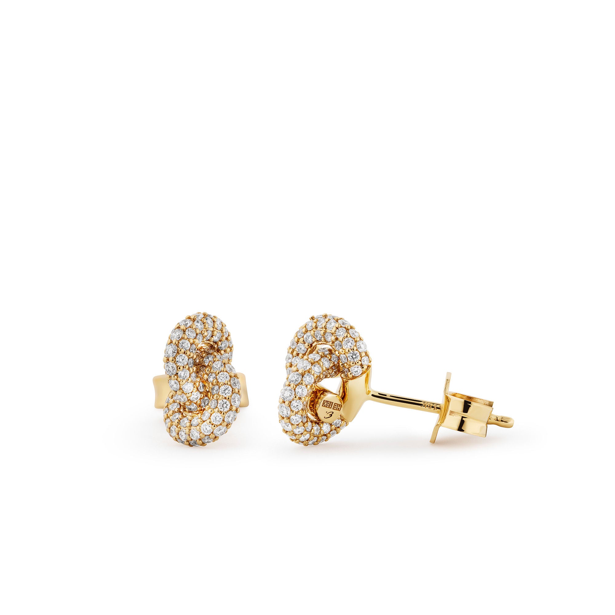 Legacy Knot Mini Pavé 18K Gold Earrings w. Diamonds