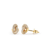 Legacy Knot Mini Pavé 18K Gold Earrings w. Diamonds