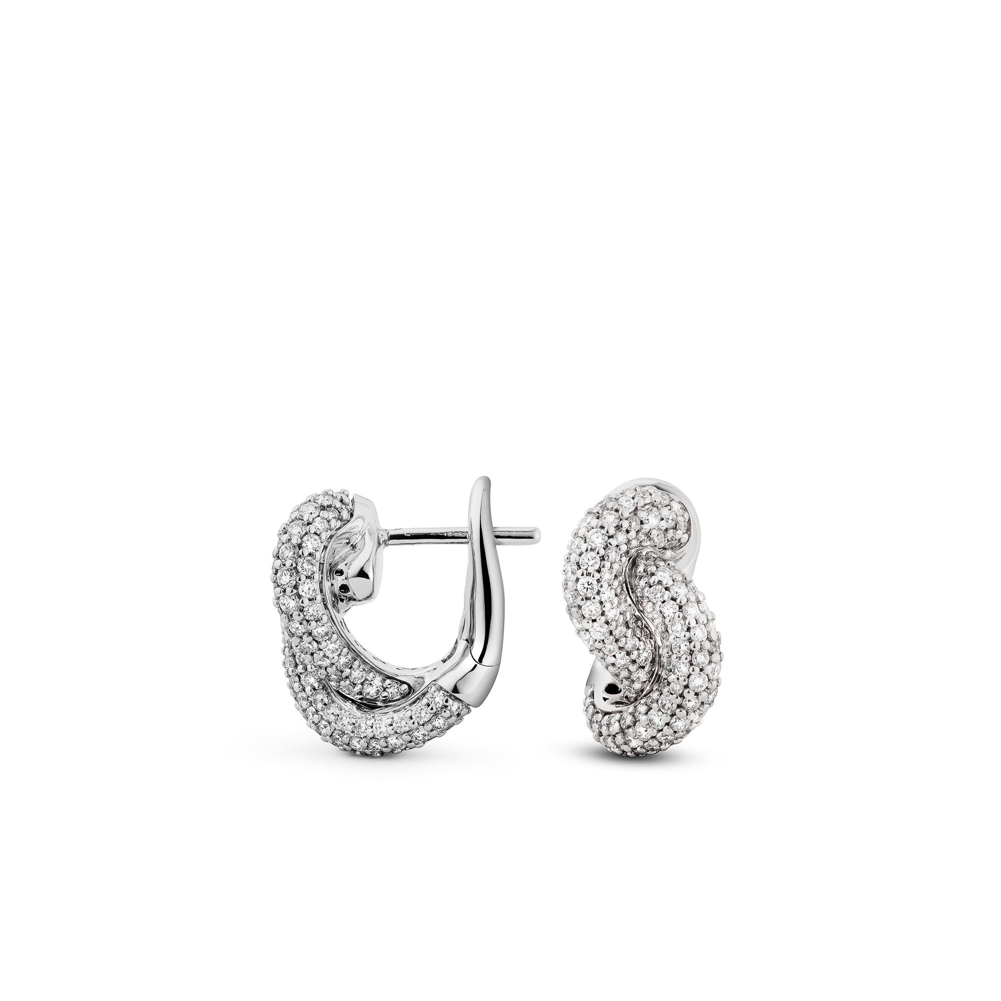Legacy Knot Small Pavé 18K White Gold Earrings w. Diamonds
