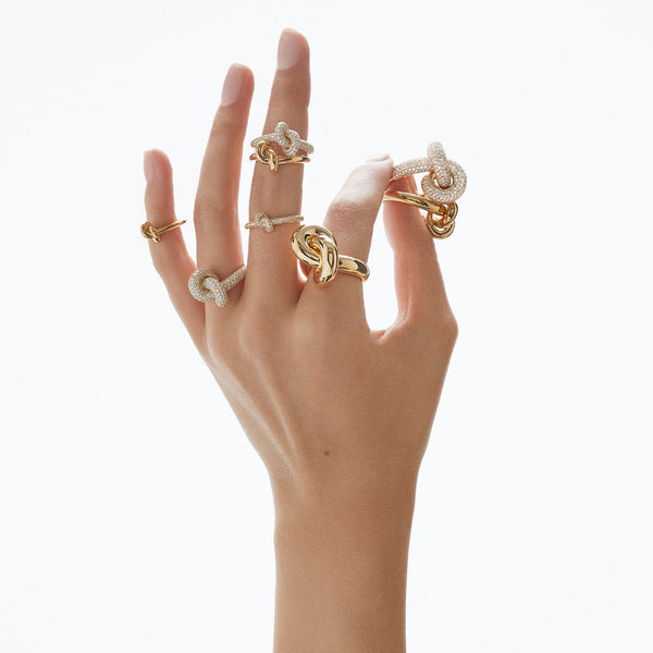 Legacy Knot Mini (Slim) 18K Gold Ring w. Diamonds