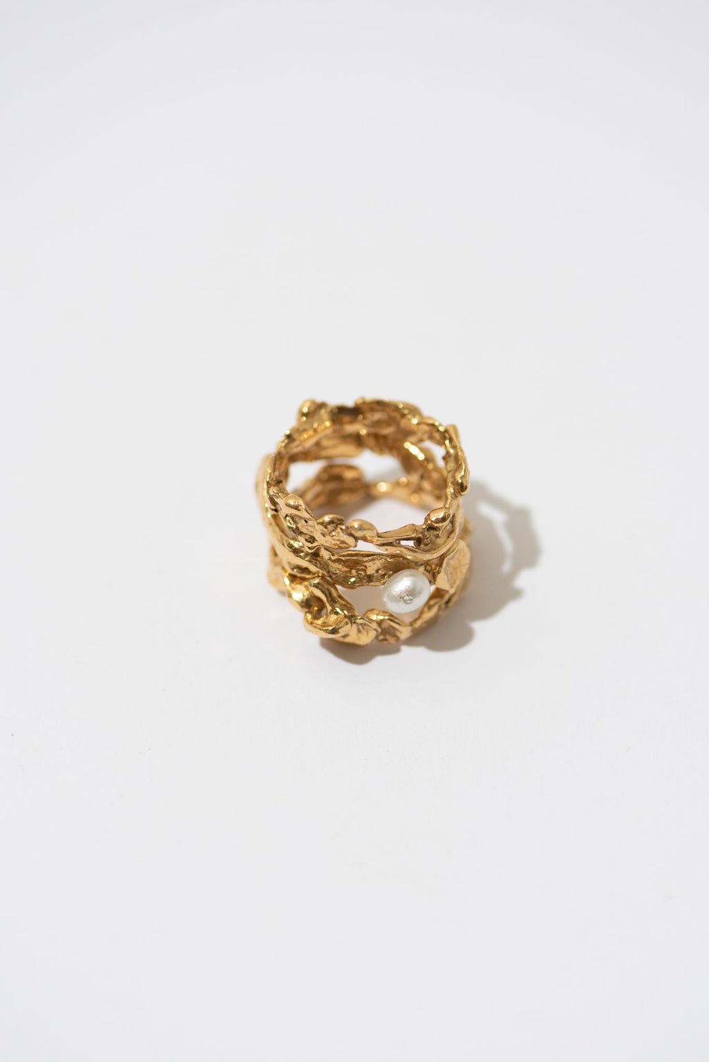 Les Meres | The Stackable Gold Plated Ring w. Pearl - Set of 3