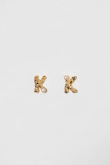 The Letter 18K Gold Plated Studs w. Pearl