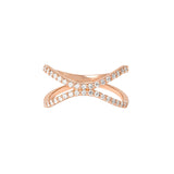 Letter X 18K Rose Gold Ring w. Diamonds