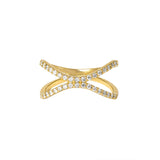 Letter X 18K Gold Ring w. Diamonds