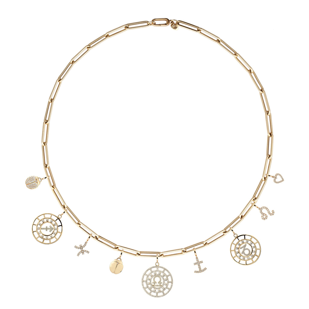 Zodiac Pavé Virgo 18K Gold or Whitegold Pendant w. Diamonds