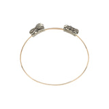 Animal Lion And Lioness Rose Gold & Silver Bangle w. Diamonds