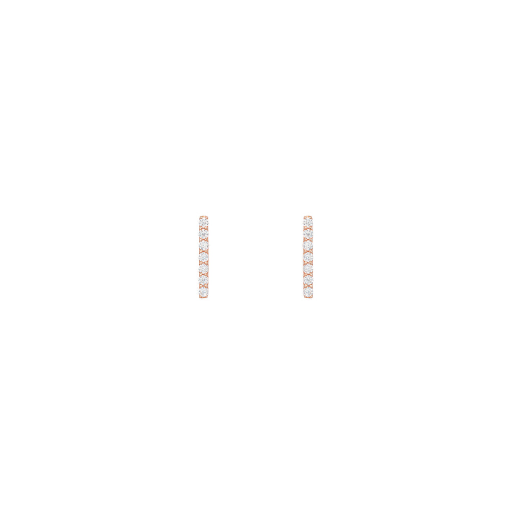 Lang bar 18k rose Guld Ørestik m. Diamanter