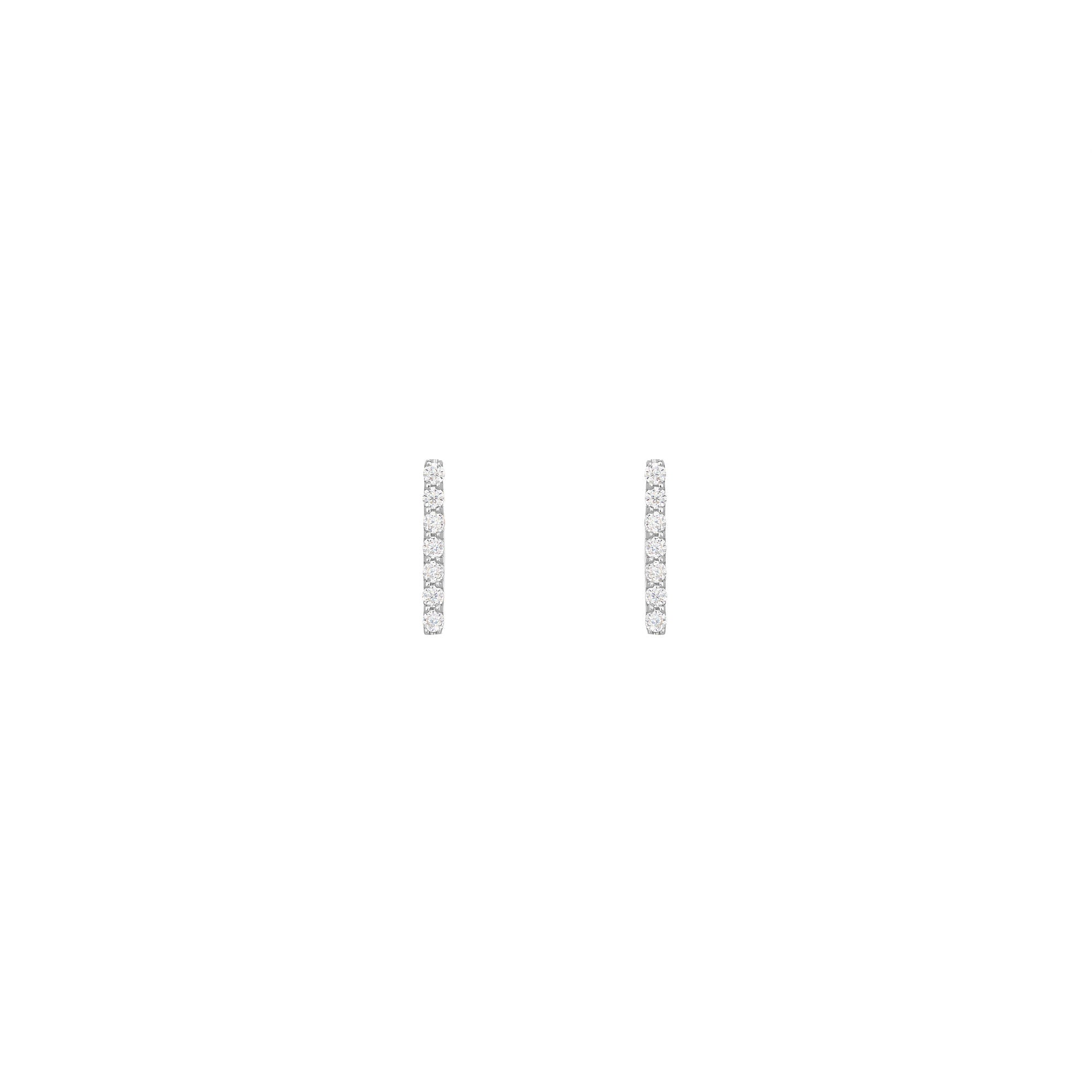 Long Bar 18K White Gold Stud w. Diamonds