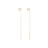 Long Chain 18K Rose Gold Earring w. Diamonds