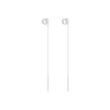 Long Chain 18K White Gold Earring w. Diamonds