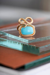 Snakes Petite Goldring aus 18K I Diamanten & Türkis