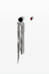 Contra 07 Silver Earrings w. Onyx & Garnet