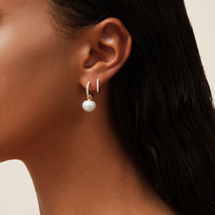 Lulia Medium 14K Gold Hoops w. Diamonds