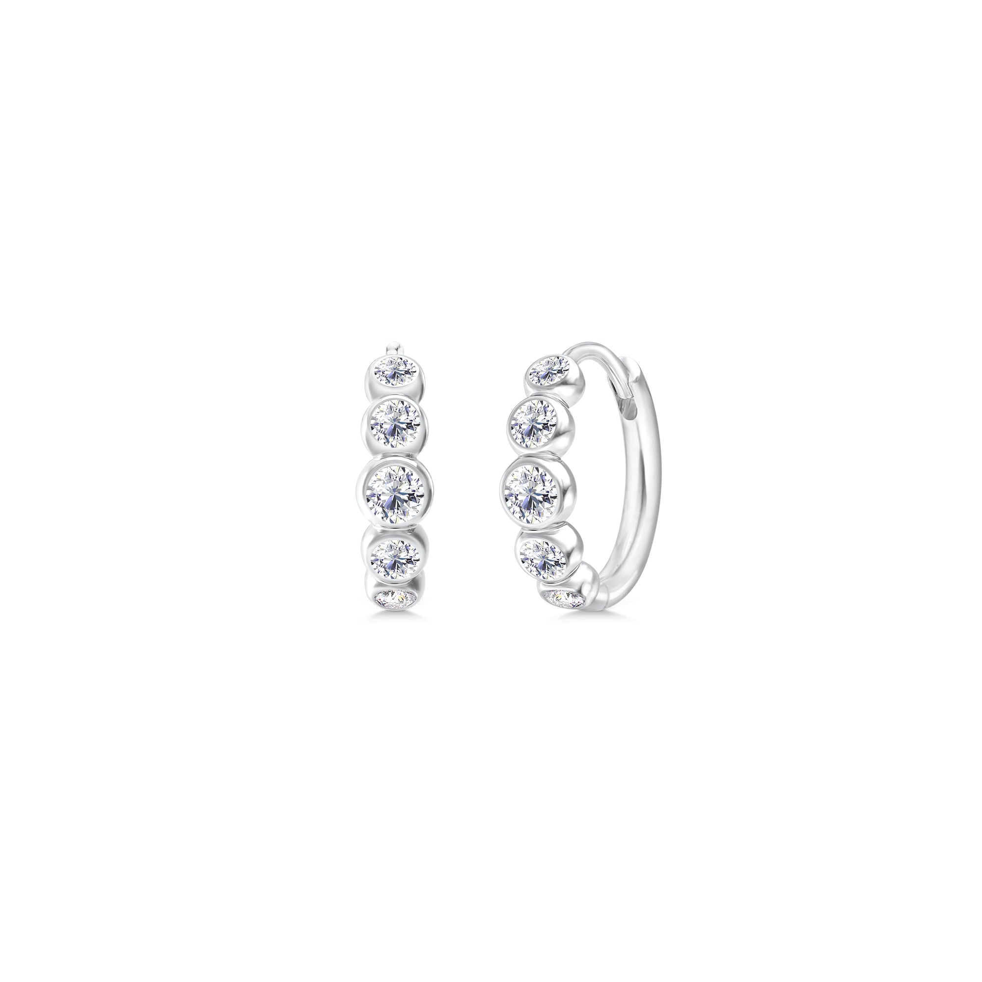 Lumen Medium 18K Whitegold Hoops w. Diamonds