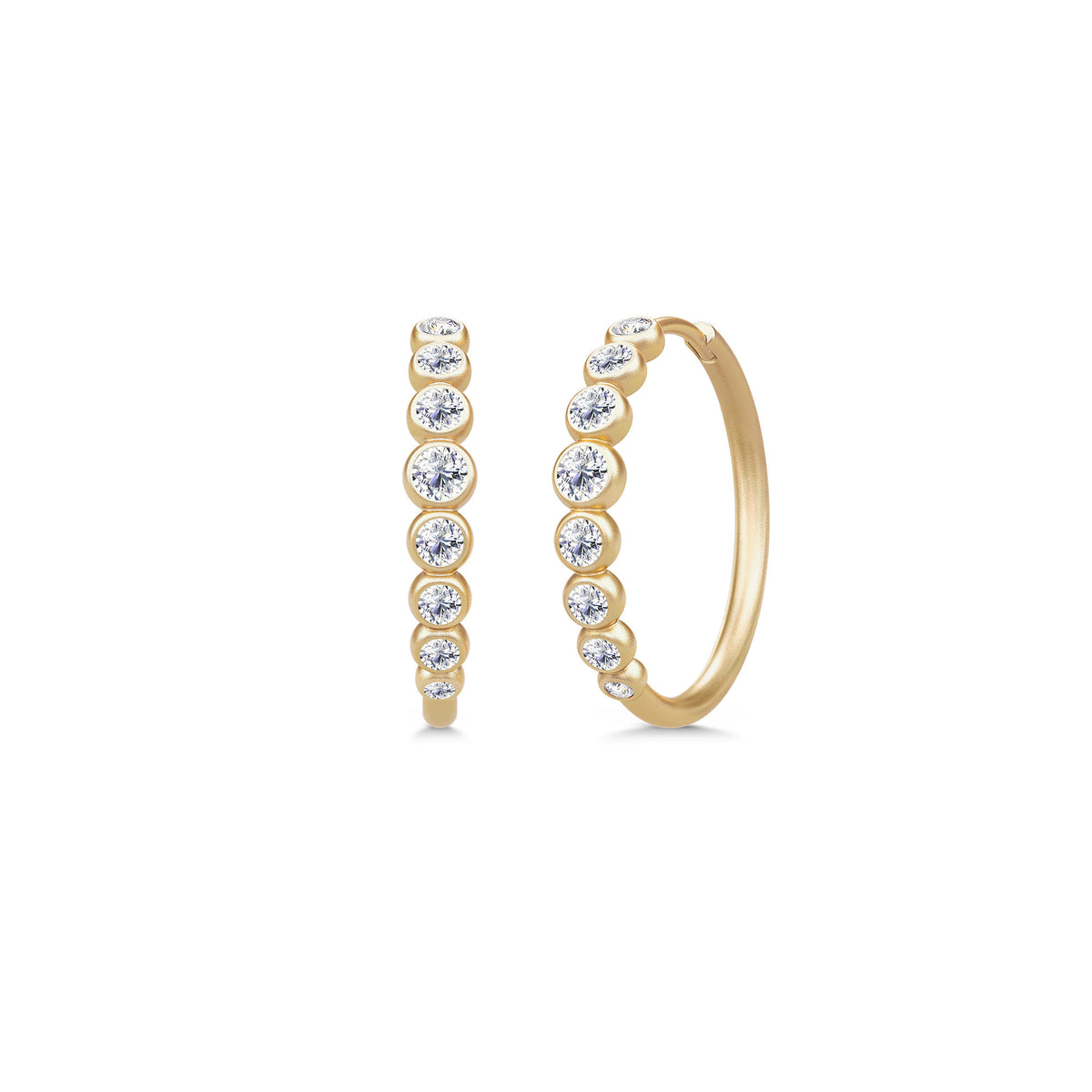 Lumen Midi 18K Gold Hoops w. Diamonds