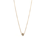 Raw Golden 14K Gold, Whitegold or Rosegold Necklace w. Grey Diamond