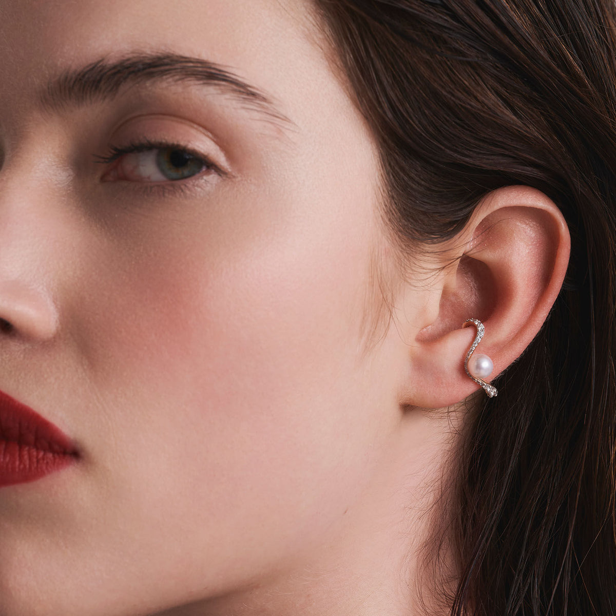 mariemas comet ear jewel 18k rose gold pearl diamonds 002