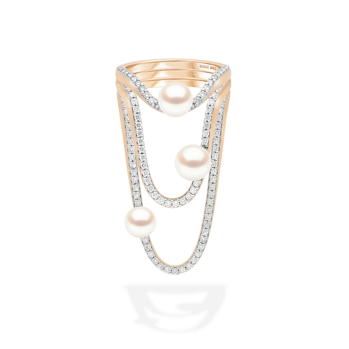 mariemas paloma s ring stack 18k rose gold pearl diamonds 1