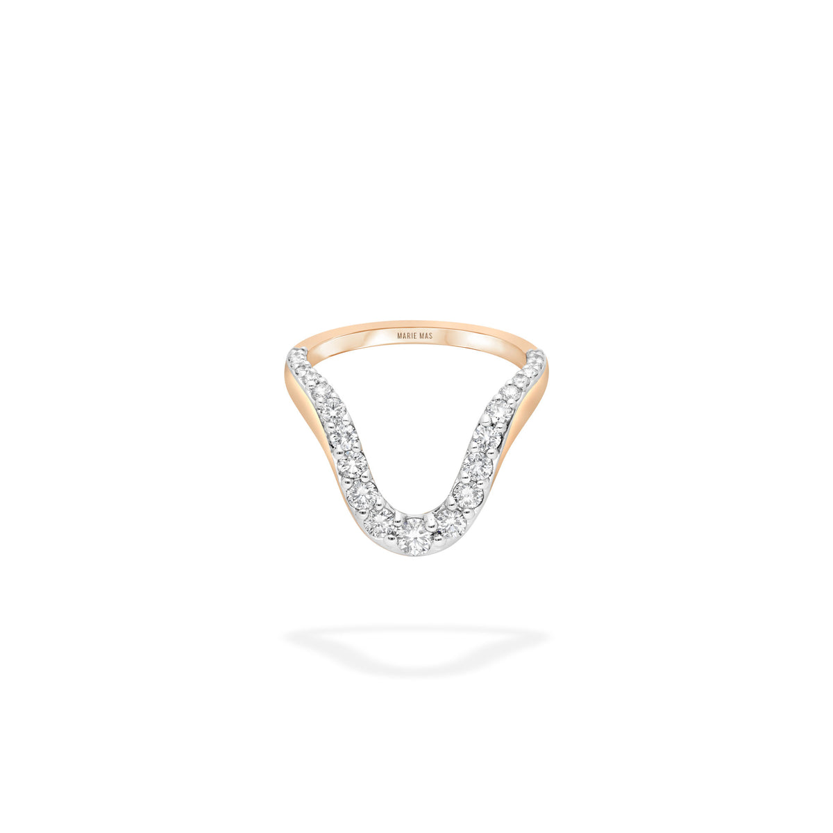 Grand Aura Half Pavé 18K Rose Gold Ring w. Diamonds